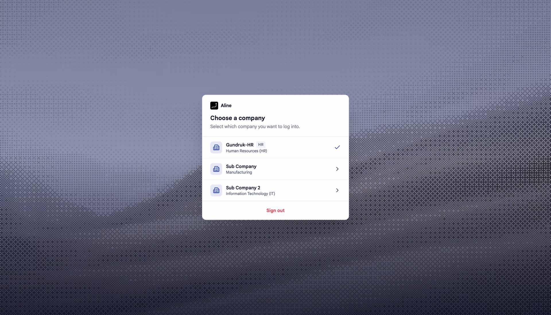 Switching between managed client companies from one AlineBMS login